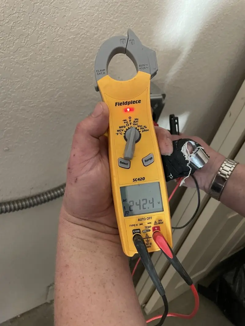Voltage testing with clamp meter during Generator Installation in Contra Costa Centre